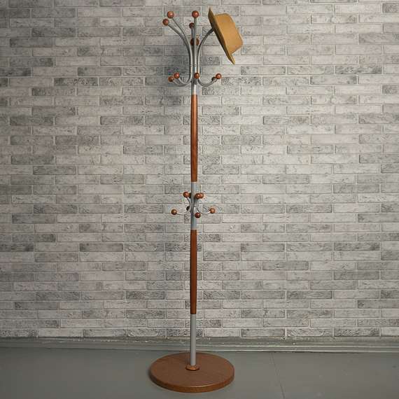 Вешалка напольная Д 1 металлик/ средне-коричневый