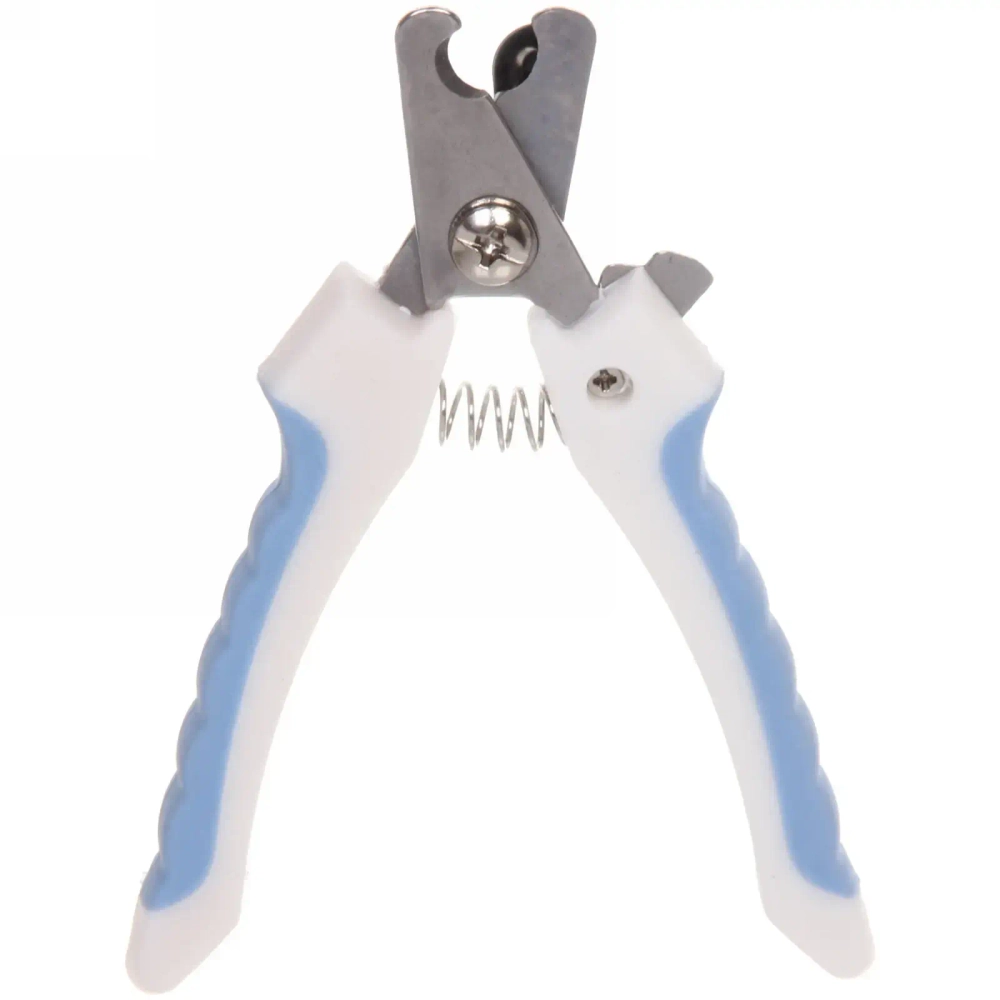 Когтерез для животных «ЗООУЛЬТРА», пружинный механизм, ручки прорезиненные - волна, цвет белый / голубой, 12см