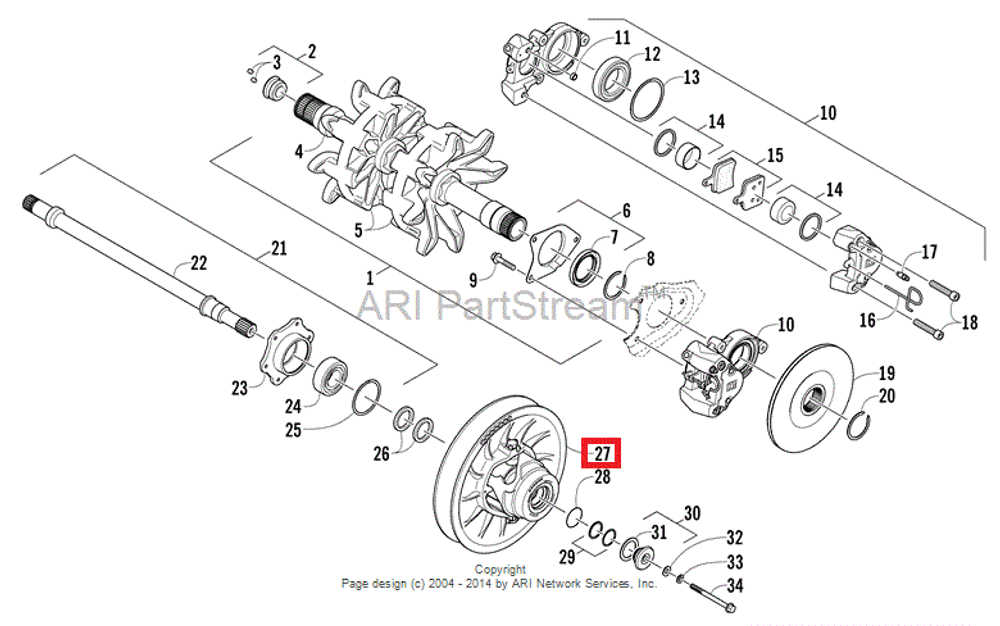 Ведомый вариатор для снегоходов Arctic Cat 0637-443
