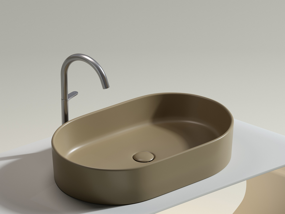 Умывальник чаша накладная овальная (цвет Капучино Матовый) Element 608x385x122мм