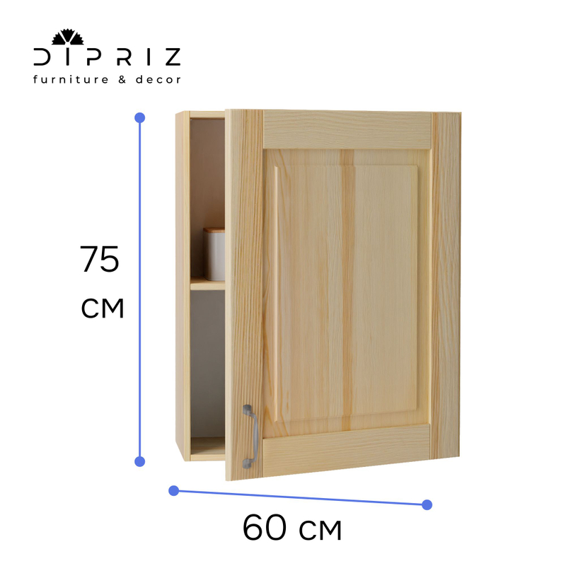 Кухонный модуль, 60х32х75, Стокгольм Натур, навесной, из массива дерева, в лаке, Dipriz