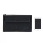 Большой чёрный мужской клатч барсетка из натуральной кожи на молнии с ремешком для руки GALIB 7M164