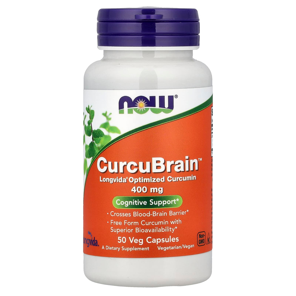 NOW Foods, CurcuBrain™, 400 мг, 50 растительных капсул