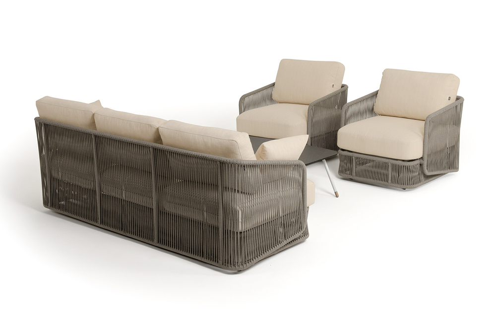 "Альбано" лаунж-зона 5-местная плетеная из роупа (веревки), каркас алюминиевый светло-серый, роуп серый меланж