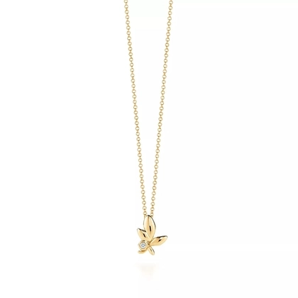 Подвеска из жёлтого золота с бриллиантом, Tiffany 🌿 Olive Leaf. Единственная в наличии