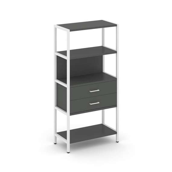 Shelf System Односекционный стеллаж четырехярусный с ящиками SN.STM-412 Антрацит/Металл Белый 810*40