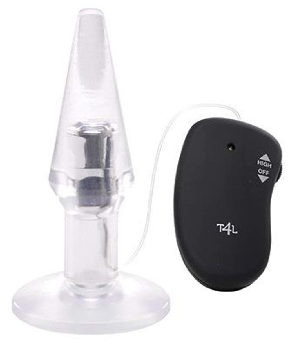 Прозрачная пробка с вибрацией VIBRATING PLUG JAMMY JELLY ANAL POINT OF PLEASURE MEDIUM - 14,5 см. (Цвет: прозрачный)
