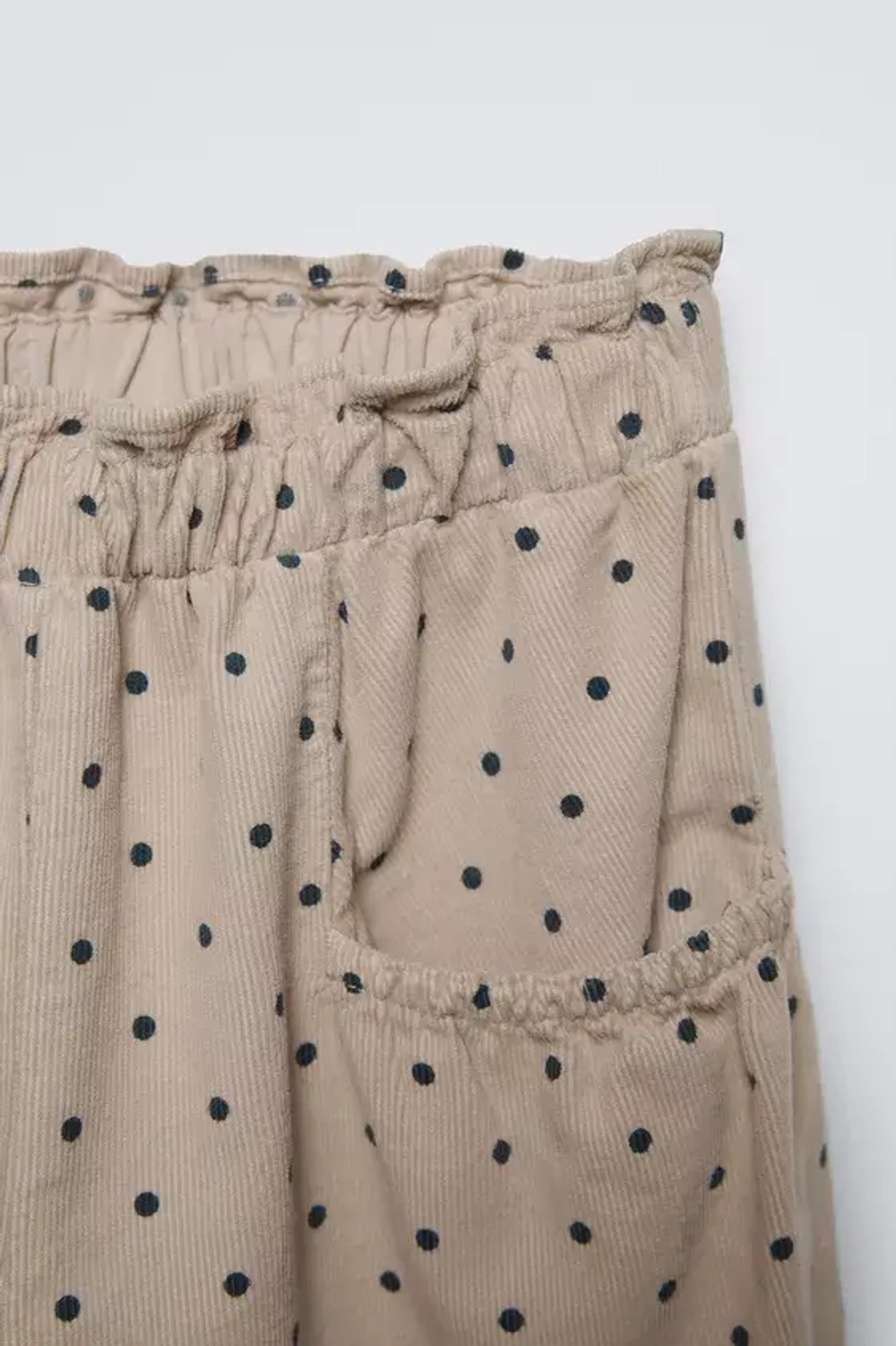 ZARA БРЮКИ В ГОРОШЕК ИЗ ТОНКОГО ВЕЛЬВЕТА, СЕРОВАТО-КОРИЧНЕВЫЙ