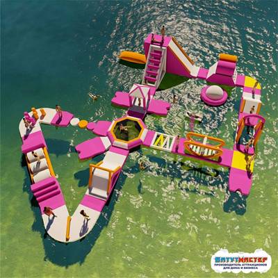 Надувной аквапарк «Морская звезда» с горками 22×20×4 м