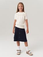 Джемпер в школу для девочки AT977 молочный-золото