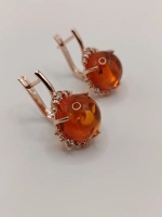 Серьги серебряные с янтарем