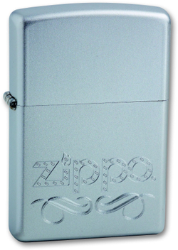 Легендарная классическая американская бензиновая широкая зажигалка ZIPPO Classic Satin Chrome™ серебристая матовая из латуни и стали гравировка логотипа Zippo ZP-24335
