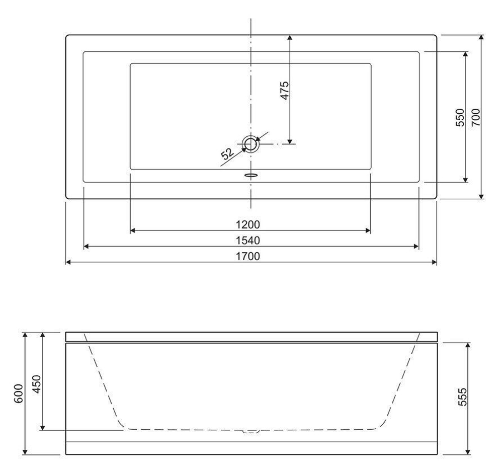 Акриловая ванна 180x80 см Cezares PLANE-180-80-49-W37 белая