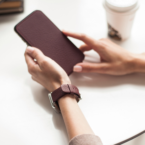 Ремешок для Apple Watch 40/41/42 mm из кожи теленка, бордового цвета