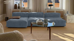 Диван с оттоманкой Фиджи (малый) Cilium Indigo 315*137*62 см, Синий Вельвет Нераскладной Фиеста