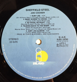 Винтажная виниловая пластинка LP Joe Cocker Sheffield Steel (Italy 1982)