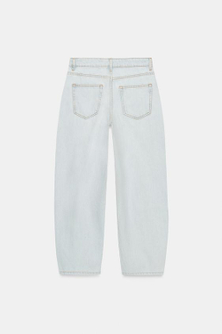 ZARA ЗАУЖЕННЫЕ ДЖИНСЫ СО СРЕДНЕЙ ПОСАДКОЙ — ZW COLLECTION, ГОЛУБОЙ