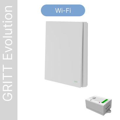 Умный беспроводной выключатель GRITT Evolution 1кл. белый комплект: 1 выкл. IP67, 1 реле 1000Вт 433 + WiFi с управлением со смартфона, EV221110WWF