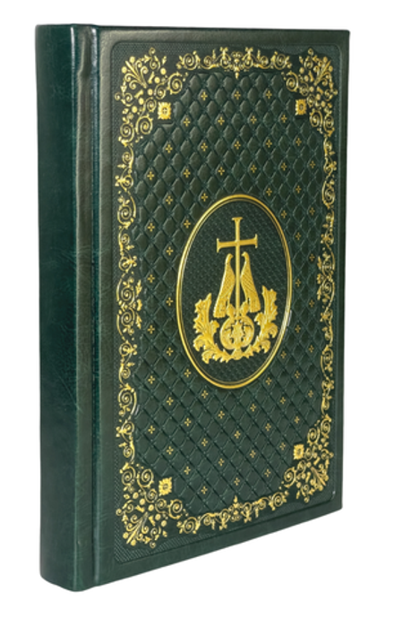 Ежедневник: кожа, зеленый, золотой обрез, недатированный (Воскресенский Новодевичий м.)