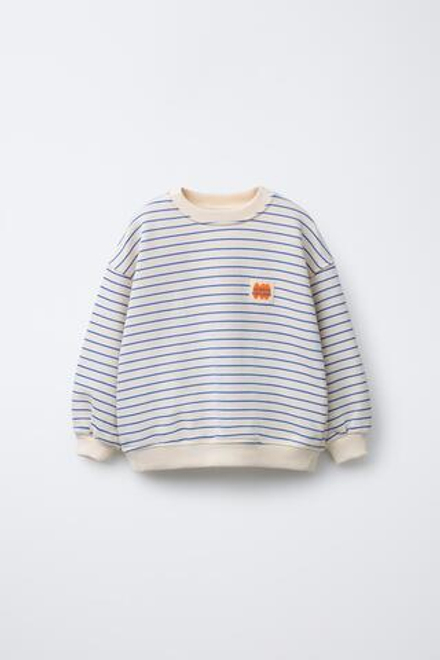 ZARA ТОЛСТОВКА В ПОЛОСКУ, СИНИЙ/БЕЛЫЙ