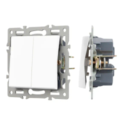 Механизм выключателя двухклавишный проходной SWT-MKP2-PL-WH (250V, 16A) (Arlight, -) 043727