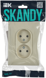 SKANDY Розетка 2-местная без заземления с защитными шторками 10А в сборе SK-R09B бежевый IEK