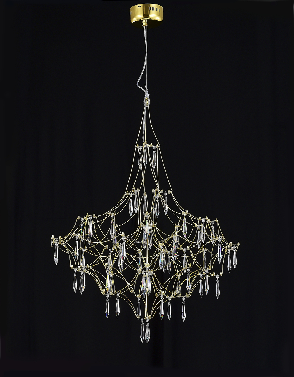 Подвесная люстра светодиодная с пультом и хрустальными подвесками Asfour MyFar Allegria MR2642-66P-76AP