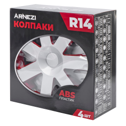Колпаки R14 Andromeda 4шт (серебристо-красные) ABS-пластик ARNEZI A0702070