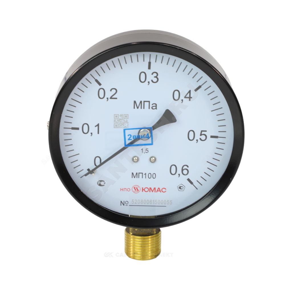 Манометр МП100 радиальный Дк100мм 0-1,6 МПа кл.1,5 М20х1,5 НПО ЮМАС