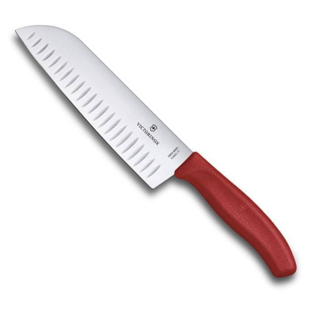Нож кухонный Victorinox Swiss Classic (6.8521.17B) стальной сантоку лезв.170мм прямая заточка красны