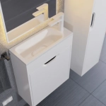 Тумба с раковиной для ванной Uperwood Modul 50 см, подвесная, матовая, белая/графит