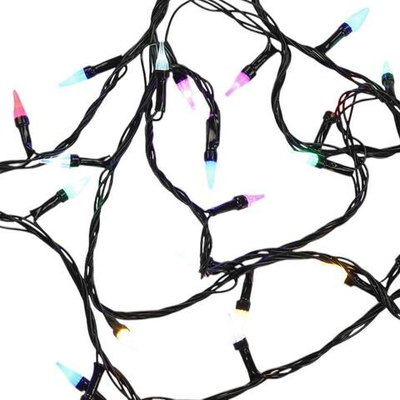 Электрогирлянда LED цветная 100 ламп, 9 м, 4 р.м., черный провод, в конце розетка кор