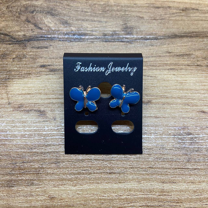 Серьги Small Бабочка эмаль цветная цвет голубой металл золотистый