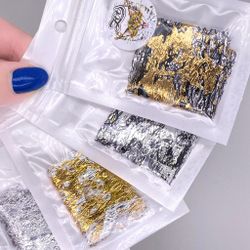 1581 Фольга "Сетка поталь" 4*25 см белый/серебро