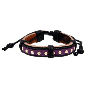 Фенечка - 19 с клепками (фиолетовая вставка)