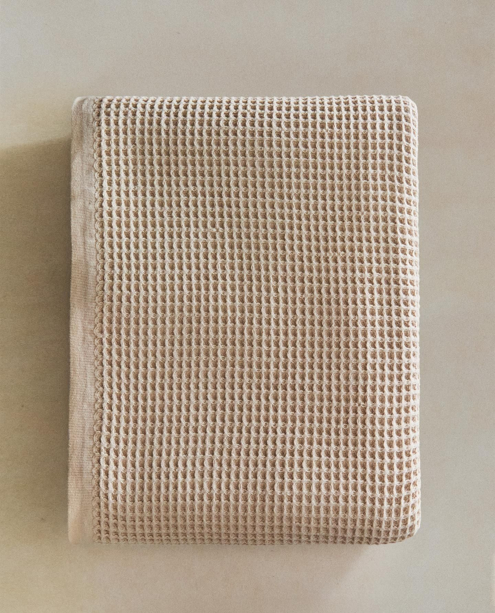 Zara Home - Хлопковое вафельное банное полотенце, бежевый, 50х90 см