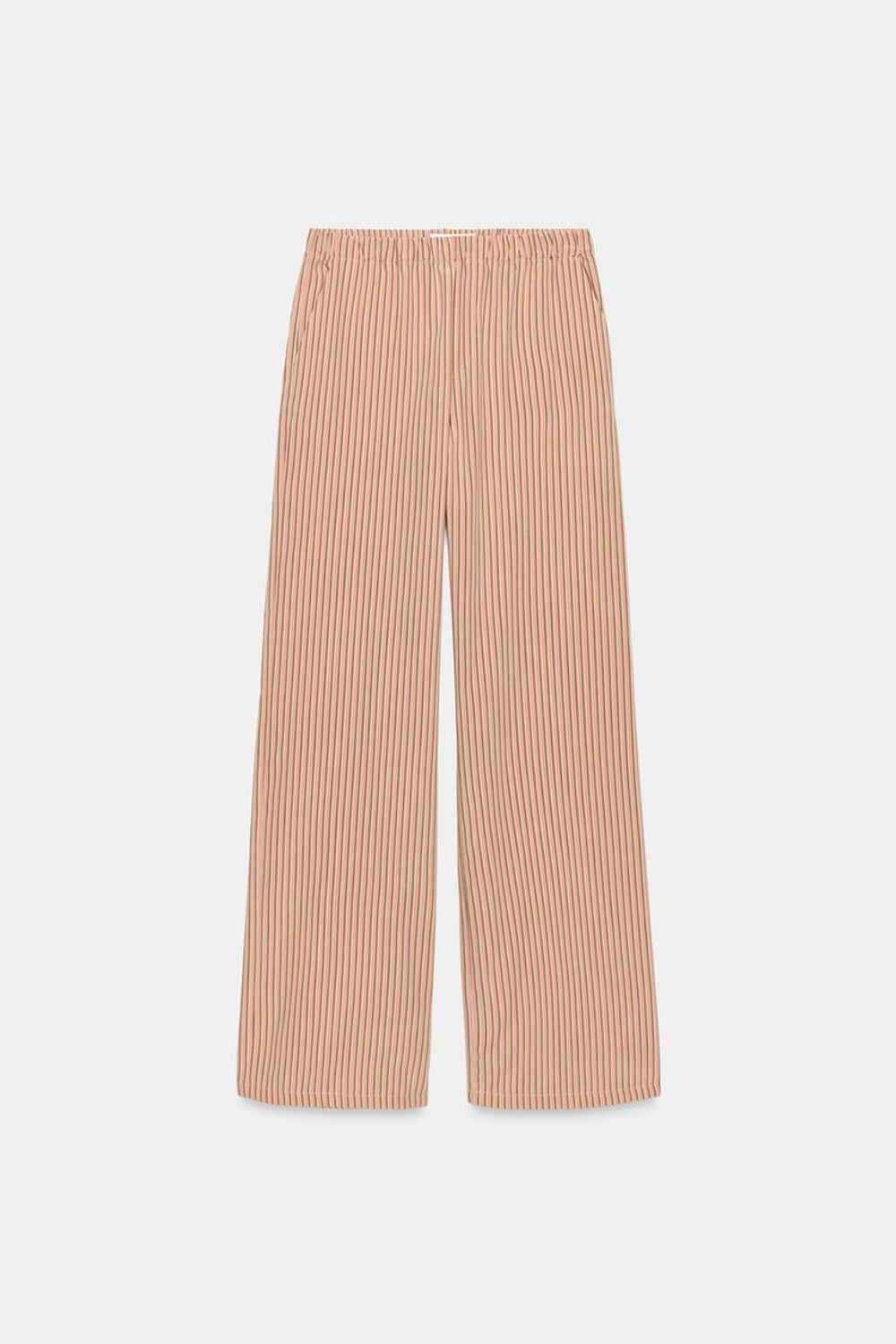 ZARA ЛЕГКИЕ БРЮКИ В ПОЛОСКУ, РОЗОВЫЙ/БЕЛЫЙ