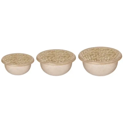 Комплект мисок «Palermo» 3 шт. (1,2л+2,1л+3,2л) с крышками с декором (бесцветный флэк)