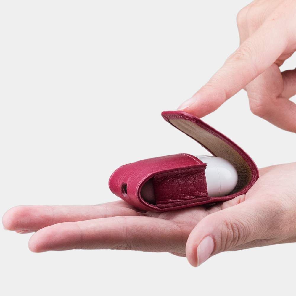 Чехол для наушников Petit из кожи теленка, цвета малины