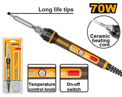 Паяльник электрический прямое конусное жало 70Вт INGCO SI01606 INDUSTRIAL