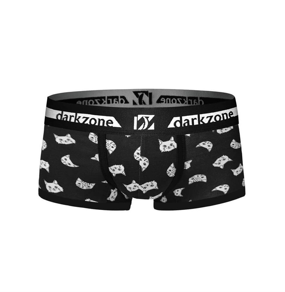 Черные трусы-боксеры с принтом в виде котиков (Размер: XL) (Цвет: черный)