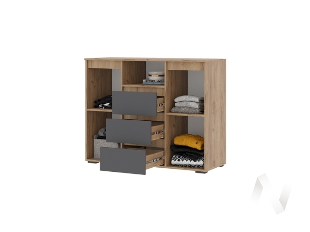 Комод 1202 КМ 01 МС Хелен ЛДСП (дуб крафт золото/серый графит)