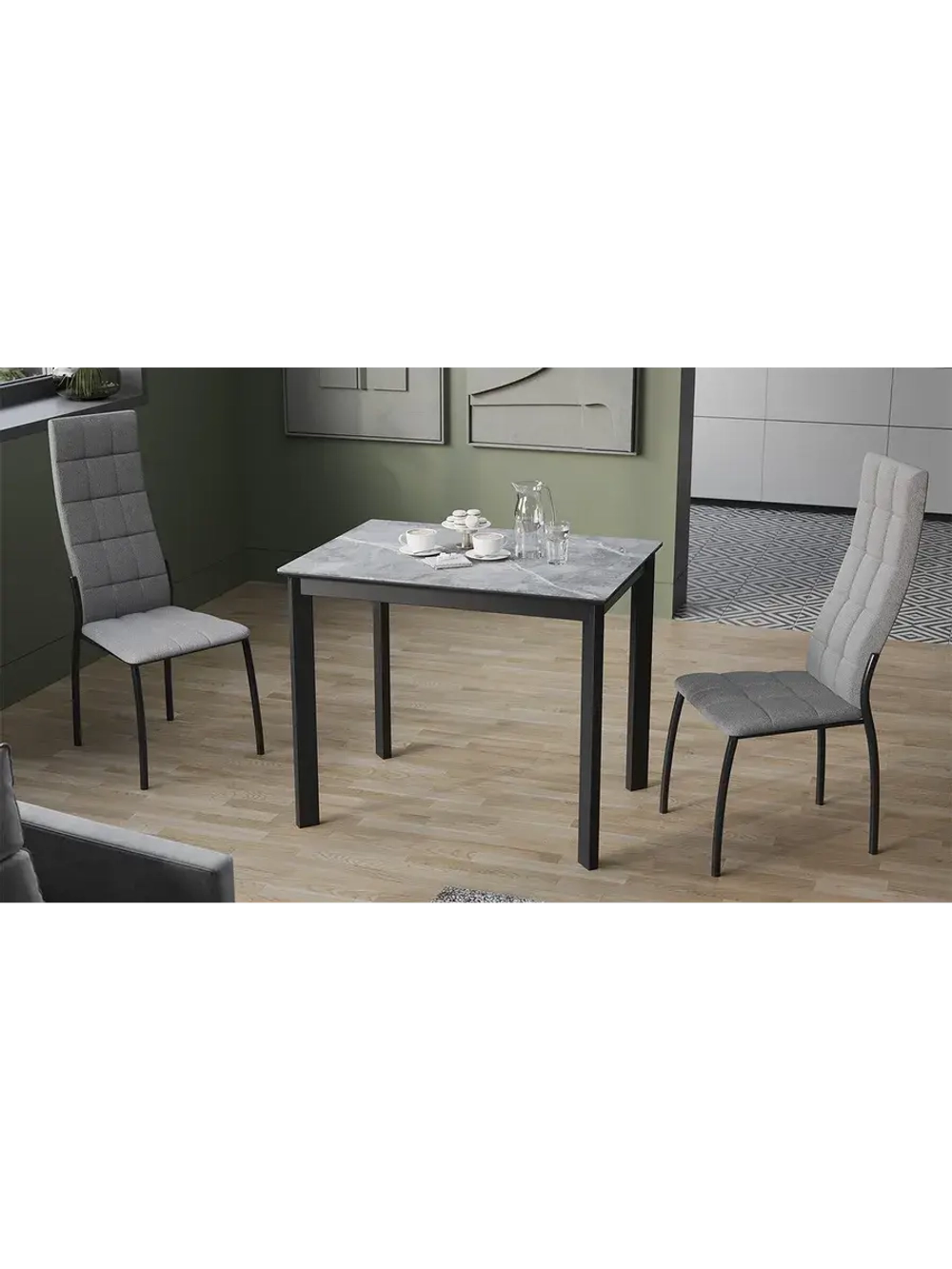 Стол кухонный Черный муар мрамор 90(130)х65х75 см