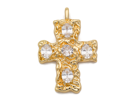 Подвеска "Крест" с кристаллами, 47мм