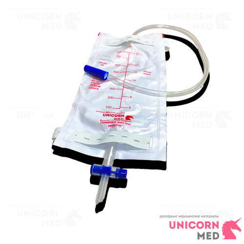 Мочеприемник одноразовый стерильный объемом 750 мл, с КРЕСТОВЫМ краном для слива