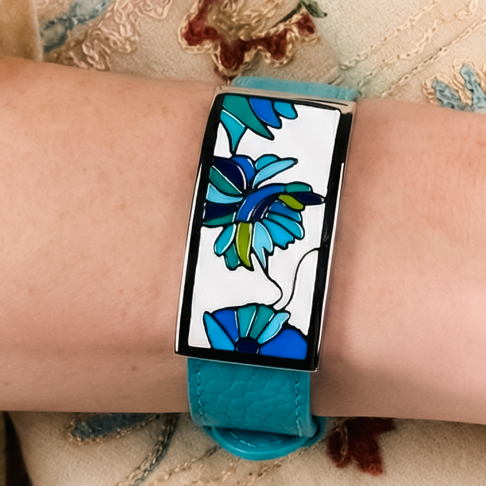 Браслет Fiore Luna на бирюзовом кожаном ремешке CB13599-4A