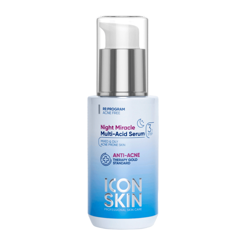 Ночная мультикислотная сыворотка для проблемной кожи ICON SKIN Night Miracle Multi-Acid Serum, 30мл