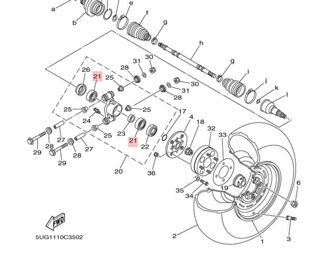 Подшипник задней ступицы Yamaha Rhino