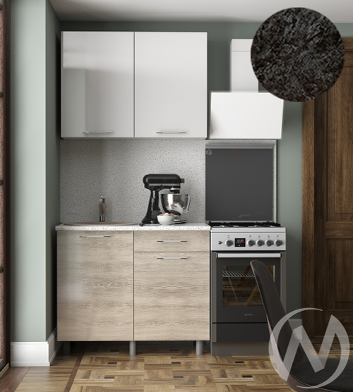 Кухня Нора 1.0м (корпус белый/белый; дуб шале светлый) 26мм кастилло темный