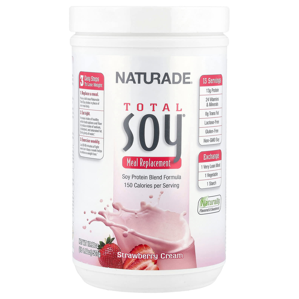 Naturade, Total Soy®, заменитель еды, клубничный крем, 507 г (1 фунт)